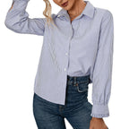 Women's Striped Blouse with Button Detail