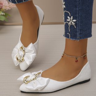 Women's Ballet Flats with Bow and Jewel Details
