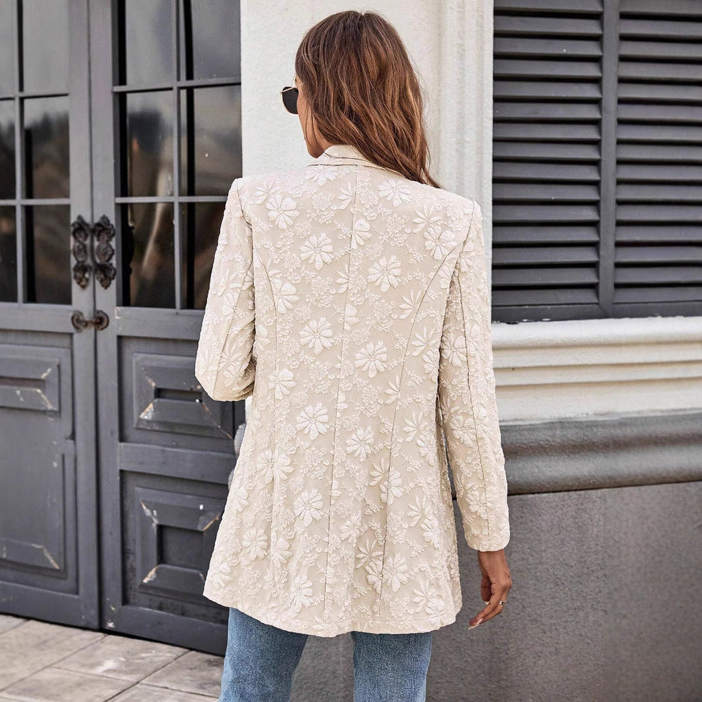 Women's Elegant Embroidered Blazer with Floral Design