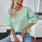 Women's Cozy Sweater with Modern Wave Patterns