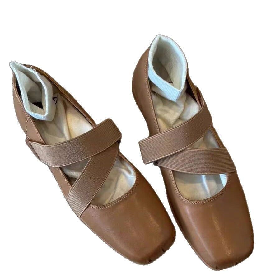 Women's Ballet Flats with Elastic Straps and Soft Lining