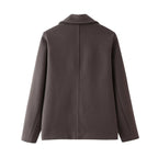 Women's Elegant Warm Wool Jacket with Lapel Collar