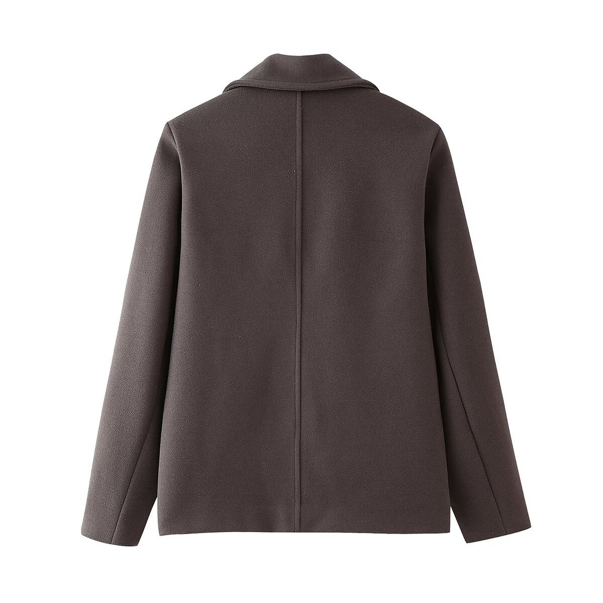 Women's Elegant Warm Wool Jacket with Lapel Collar