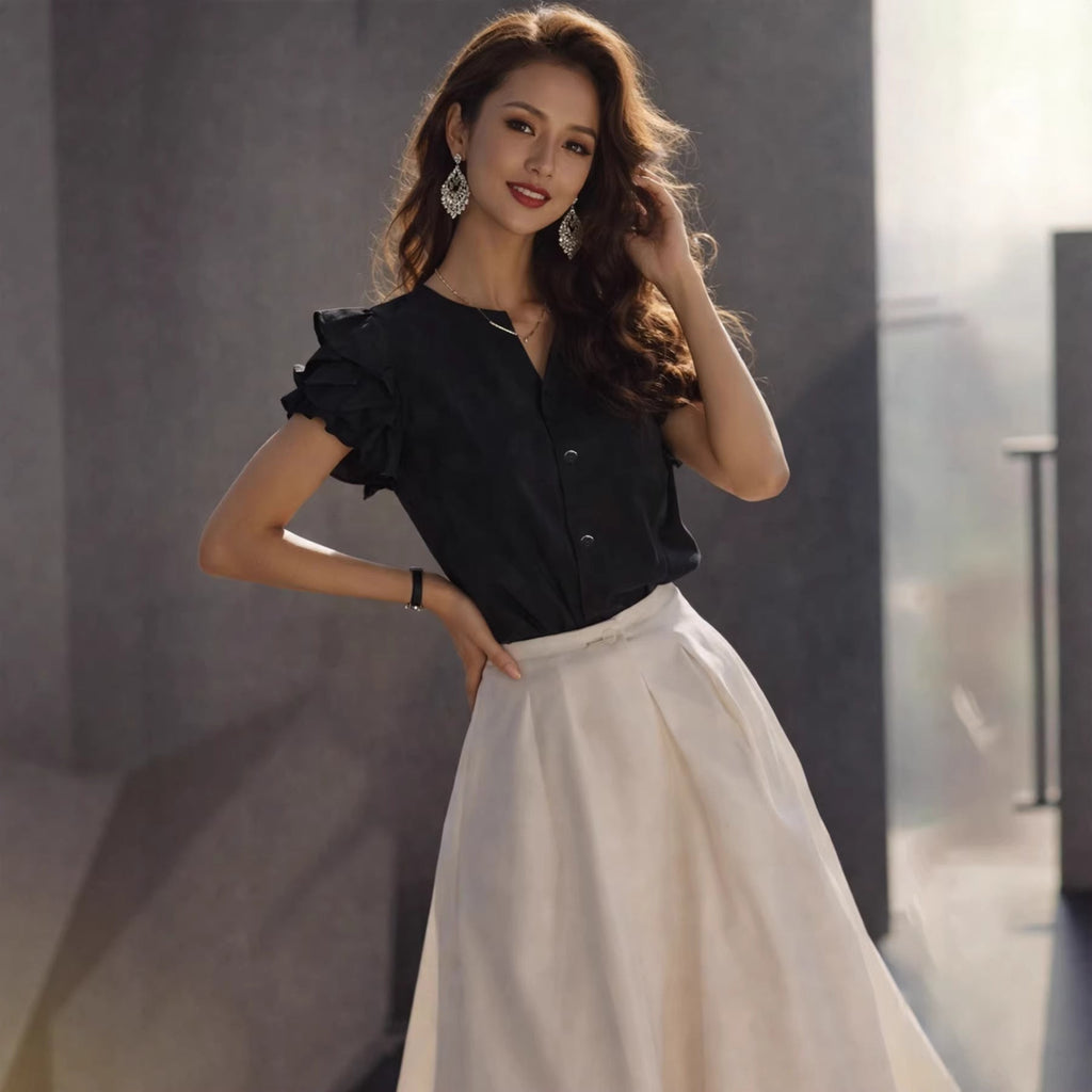 Women's Elegant Blouse with Ruffle Details