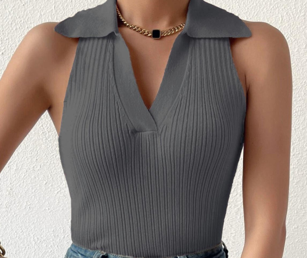 Women's Sleeveless Ribbed Knit Top