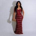 Elegant Evening Dress with Crystal Embellishment