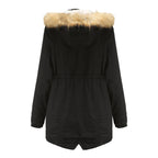 Women's Modern Parka with Removable Faux Fur Collar and Side Pockets