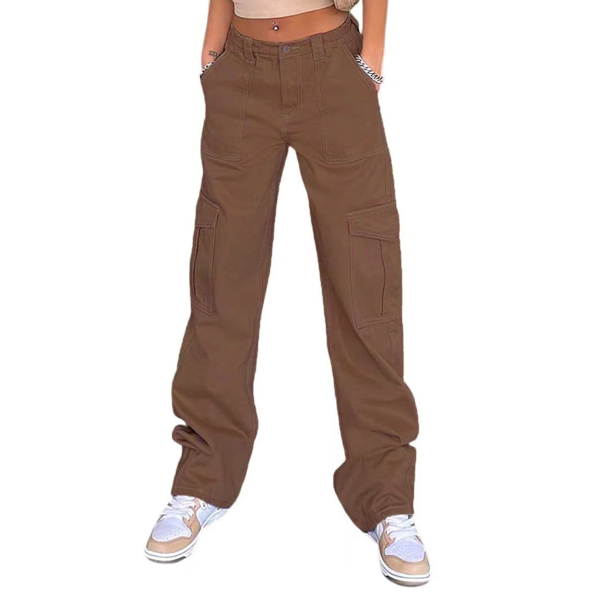 Women's Wide-Leg Cargo Pants with Practical Side Pockets