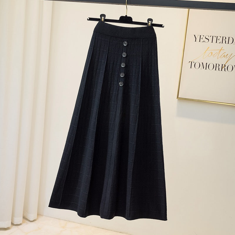 Women's Textured Maxi Skirt with Button Details