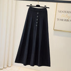 Women's Textured Maxi Skirt with Button Details