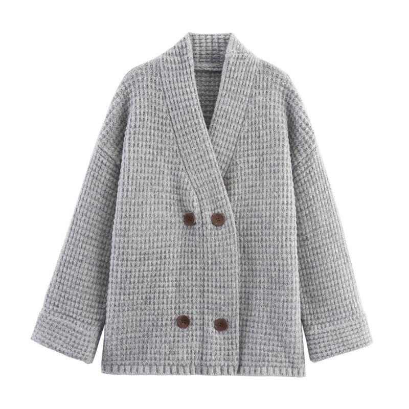 Women's Quilted Cardigan with Decorative Button Closure and High Collar