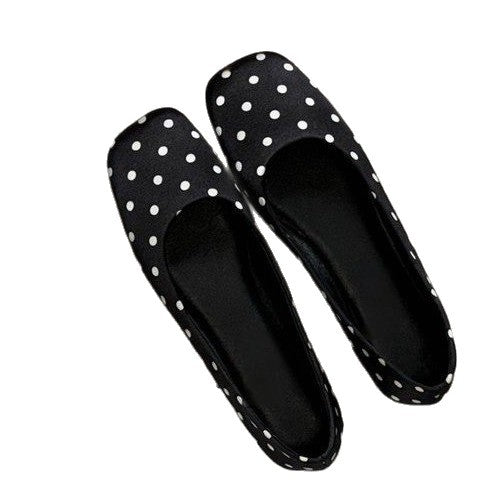 Women's Ballet Flats with Elegant Polka Dot Design and Comfortable Footbed