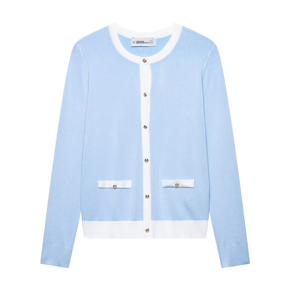 Women's Elegant Cardigan with Decorative Buttons and Pockets