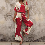 Elegant Women's Jumpsuit with Floral Patterns and Wide Leg