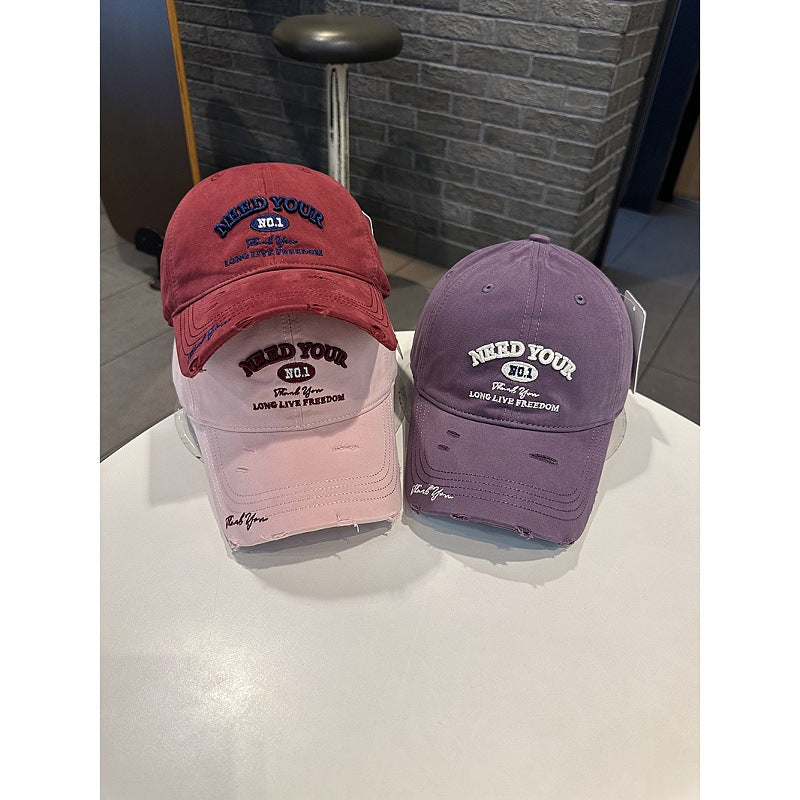 Men's Distressed Cotton Embroidered Baseball Cap