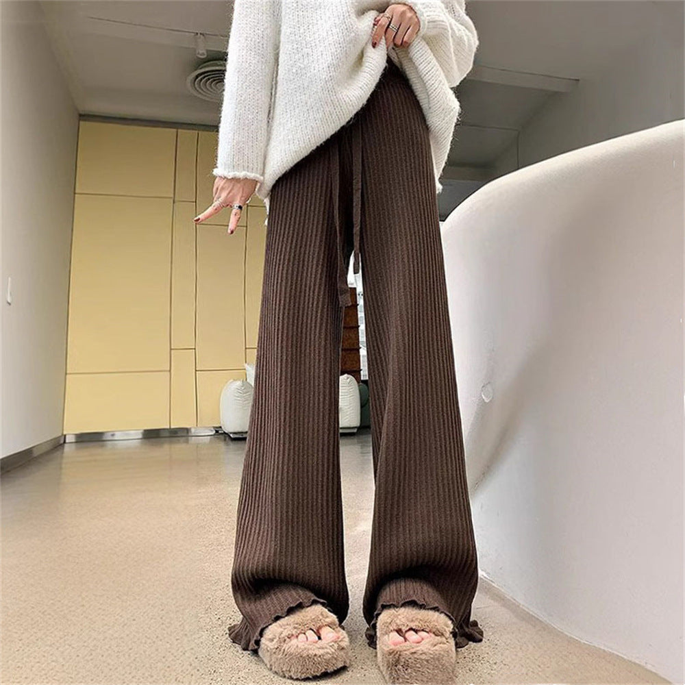 Women's Flowing Knit Pants with Soft Material and Elegant Hem