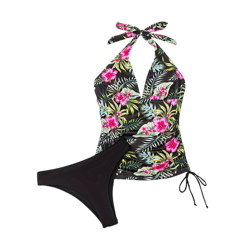 Women's Swimsuit with Floral Design and Adjustable Straps