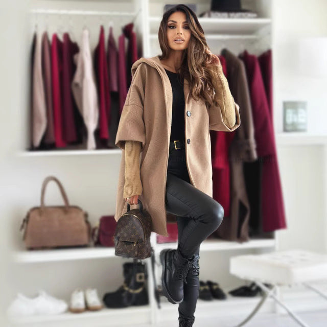 Women's Elegant and Casual Hooded Jacket in High-Quality Knit