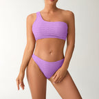 Women's Asymmetrical Bikini Set with Textured Surface
