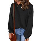 Women's Chunky Knit Sweater with Relaxed Fit and Wide Sleeves