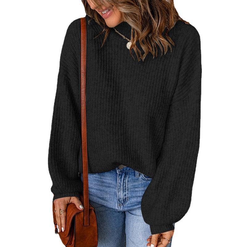 Women's Chunky Knit Sweater with Relaxed Fit and Wide Sleeves