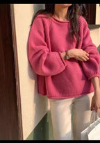 Women's Cozy Knit Sweater with Casual Cut and Airy Sleeves