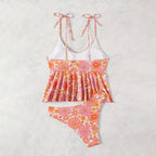 Women's Swimwear with Flowing Top and Floral Design