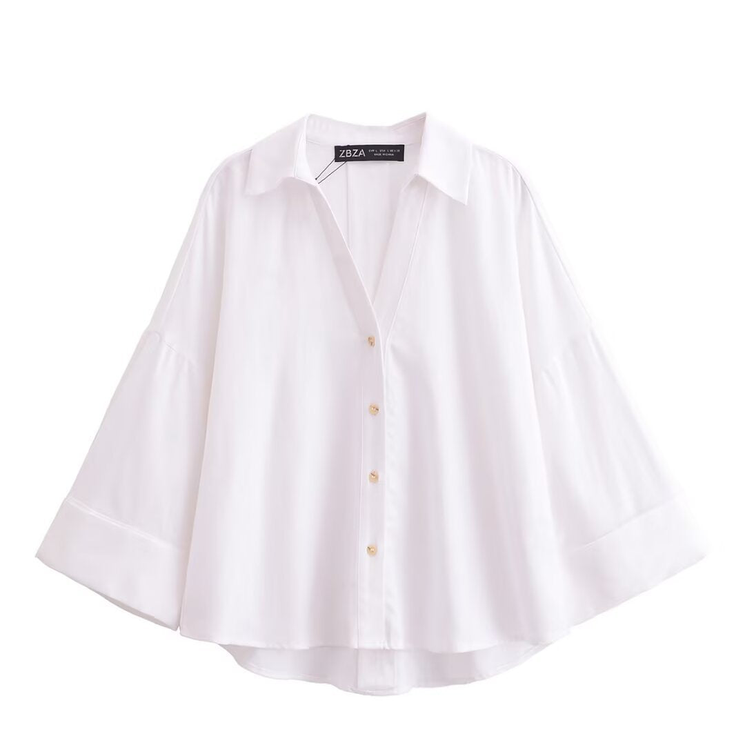Women's Shirt Blouse with Casual Cut and Elegant 3/4 Sleeves