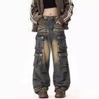 Women's Wide-Leg Cargo Jeans with Side Pockets