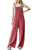 Women's Casual Corduroy Overalls with Pockets and Wide Legs