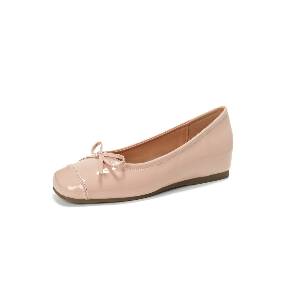 Women's Patent Leather Ballet Flats with Comfortable Wedge Sole