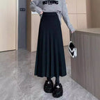 Women's Elegant Pleated Maxi Skirt with High Waist and Fine Texture