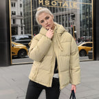 Women's Fashionable Puffer Jacket with Adjustable Hood and Thick Insulation