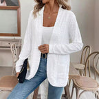 Elegant Knit Cardigan with Fine Openwork Pattern