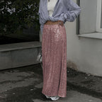 Women's Glittery Maxi Skirt with Slim Fit and High Waist