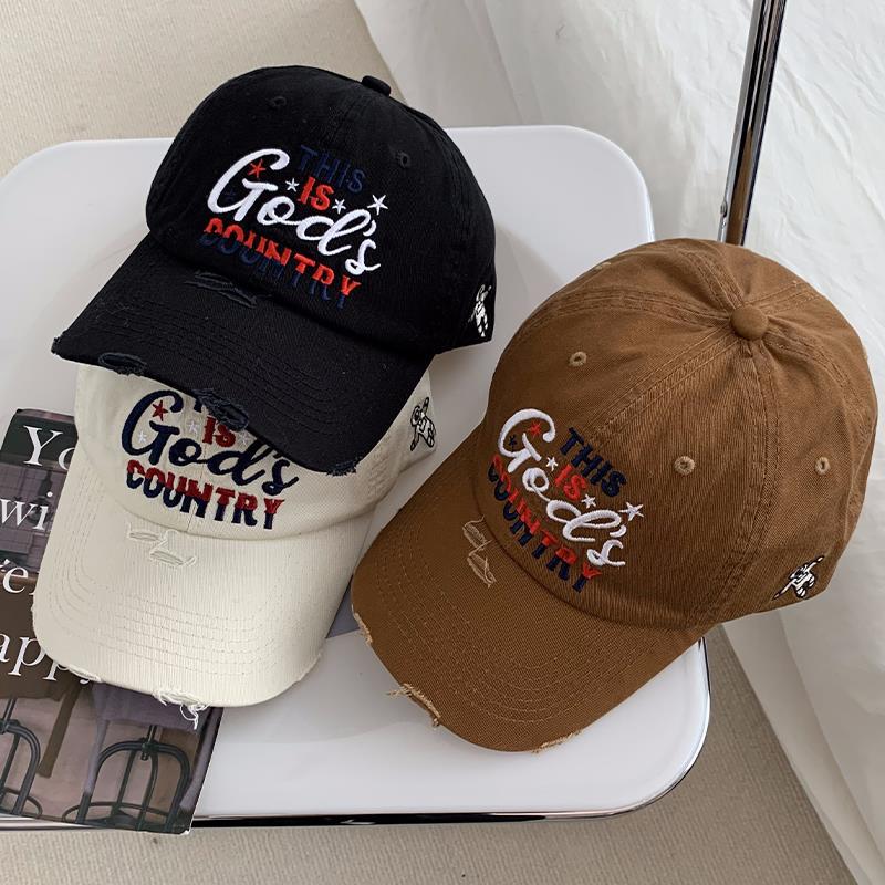Men's Distressed Embroidered Baseball Cap