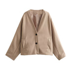 Women's Elegant Textured Jacket with Spacious Pockets