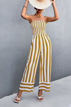 Women's Jumpsuit with Striped Top and Wide Leg
