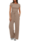 Women's Casual Lounge Set with Wide Top and Comfortable Trousers