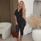 Women's Form-Fitting Polka-Dot Jumpsuit
