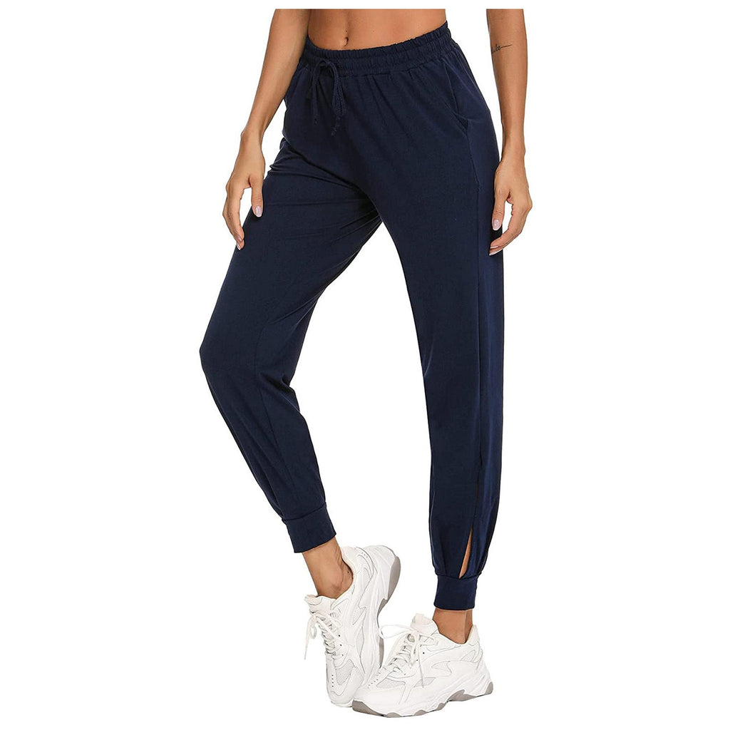 Women's Comfortable Athletic Pants with Elastic Waist and Side Pockets