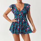 Women's Swimsuit with Ruffle Design and Floral Pattern