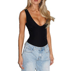 Sleeveless Deep V-Neck Fitted Top