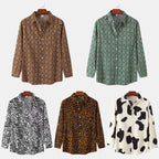Women's Long-Sleeve Blouse with Modern Zebra Print and Button-Down Collar