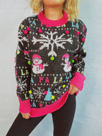 Festive Sweater with Colorful 3D Appliqués
