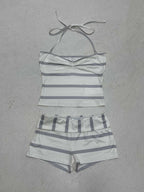 Women's Swim Set with Trendy Stripe Pattern