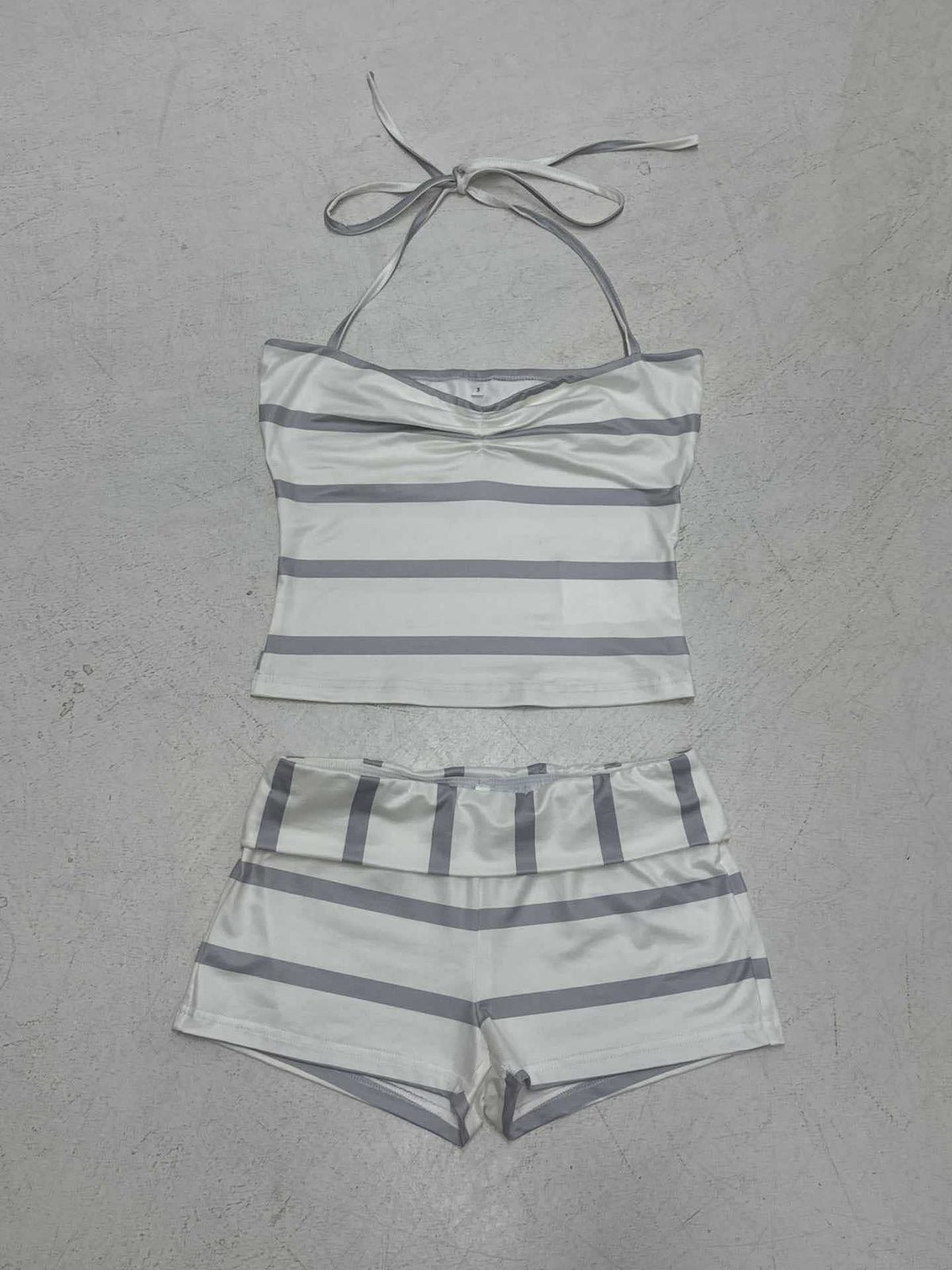 Women's Swim Set with Trendy Stripe Pattern