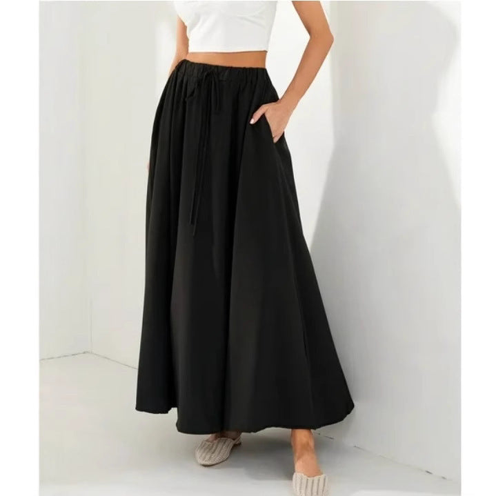 Women's Floral Maxi Skirt with Elastic Waistband