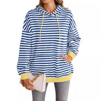 Women's Striped Hoodie with Kangaroo Pocket