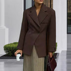 Elegant Double-Breasted Blazer with High Collar